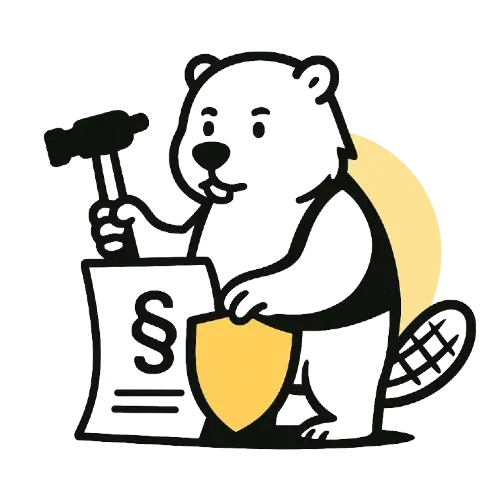 Majavalla on k&auml;dess&auml; kilpi ja vasara, sek&auml; edess&auml; paperi, jossa on lakipyk&auml;l&auml;