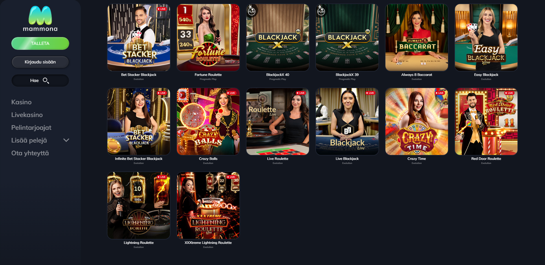 mammona casino live