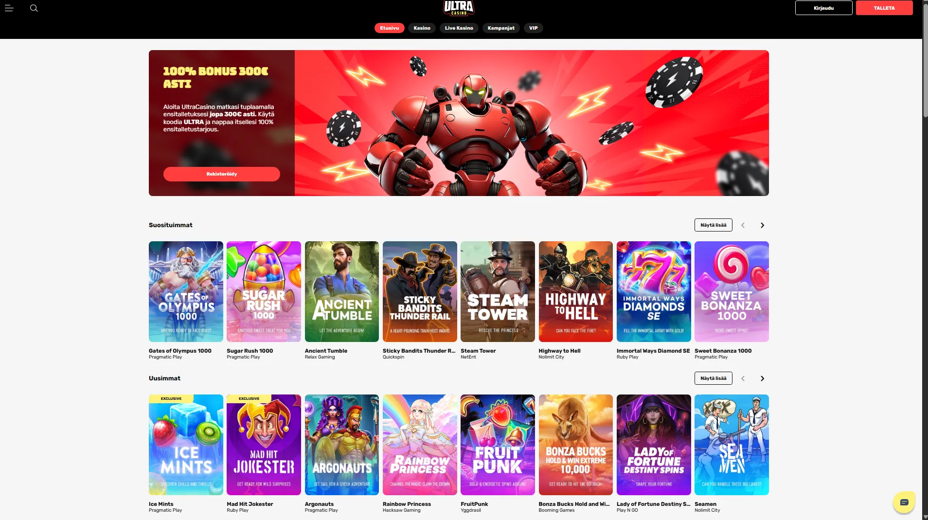 ultra casino bet